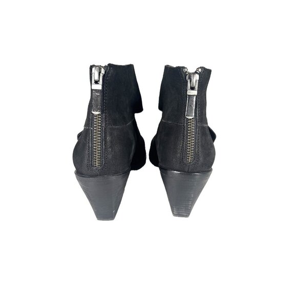 Eileen Fisher Tag Wrap-Snap Leather Booties Black Size 8 Block Heel Ankle Spot - Picture 5 of 11